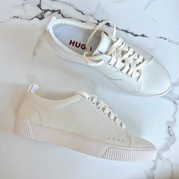 HUGO Boss Zero Tenn White Leather Sneakers Size 39 - Picture 1 of 10